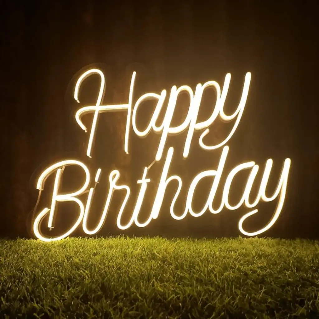 Neon Happy Birthday  (M 12"x18")