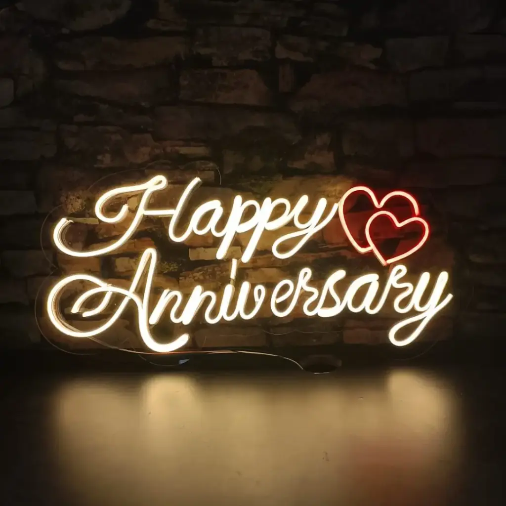 Happy Anniversary Sign Neon Light Wall Decor Wedding Anniversary 